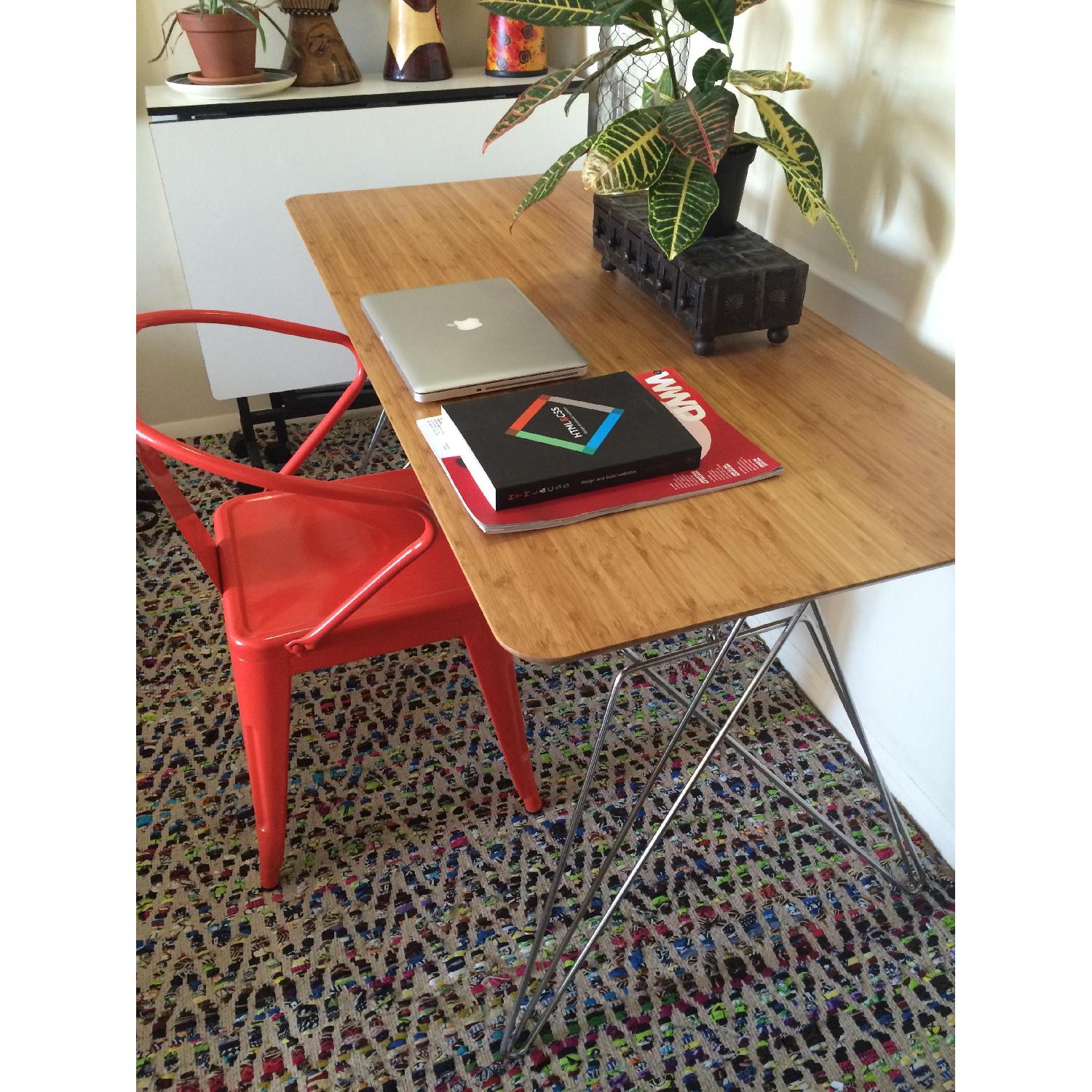Ikea Hilver Bamboo Table w/ Chrome Hairpin Legs - AptDeco
