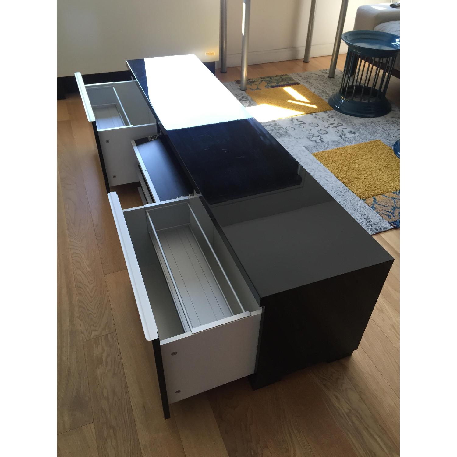 Ikea Besta Burs TV Unit in High Gloss Black AptDeco