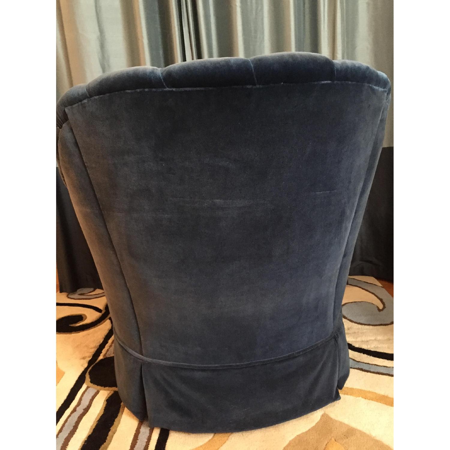 1950's Vintage Navy-Blue Velvet Spinning Bucket Chair - image-4