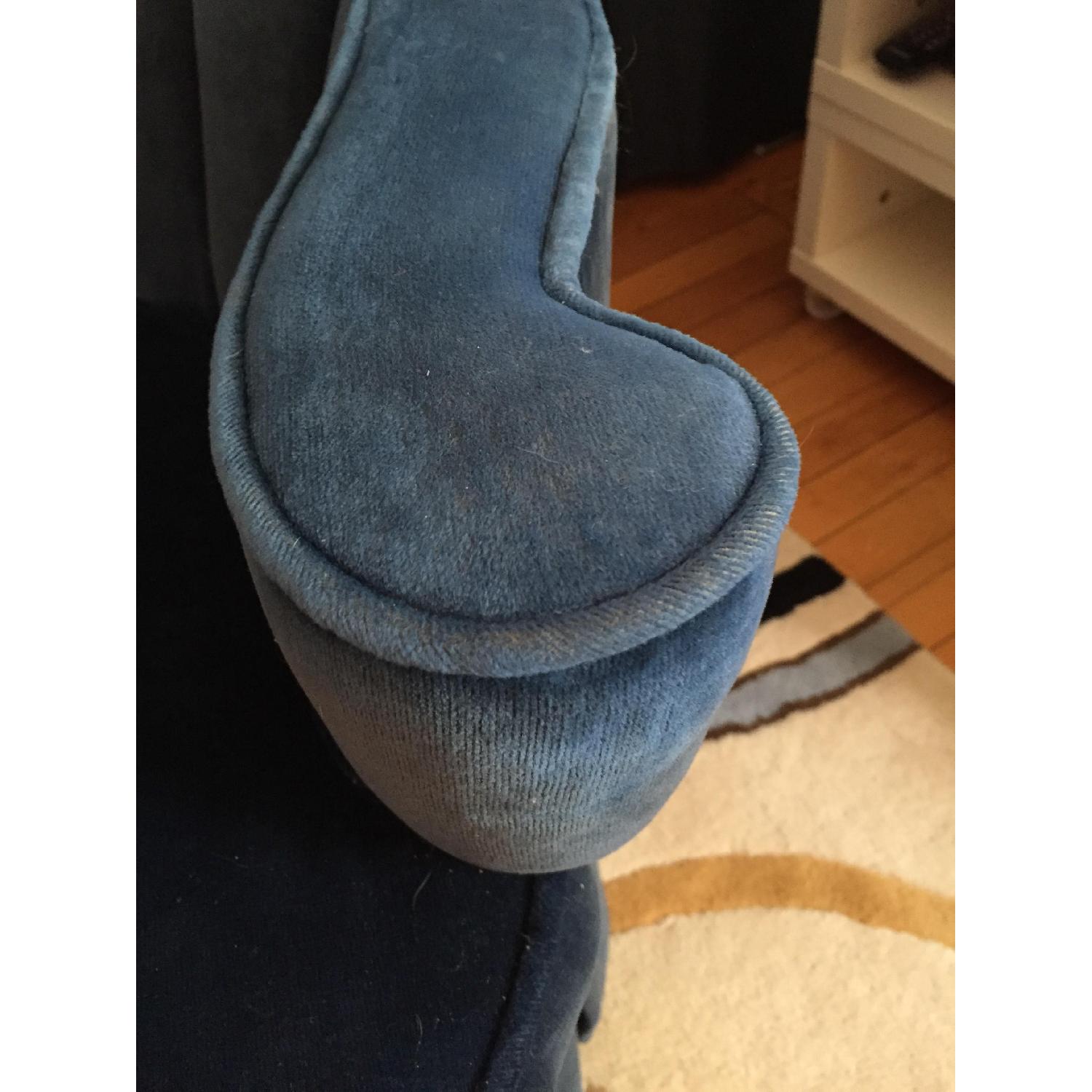 1950's Vintage Navy-Blue Velvet Spinning Bucket Chair - image-6