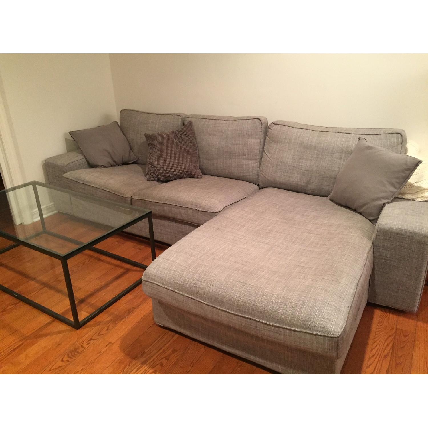 Ikea Kivik Sectional Sofa in Isunda Grey w/ Pillows AptDeco