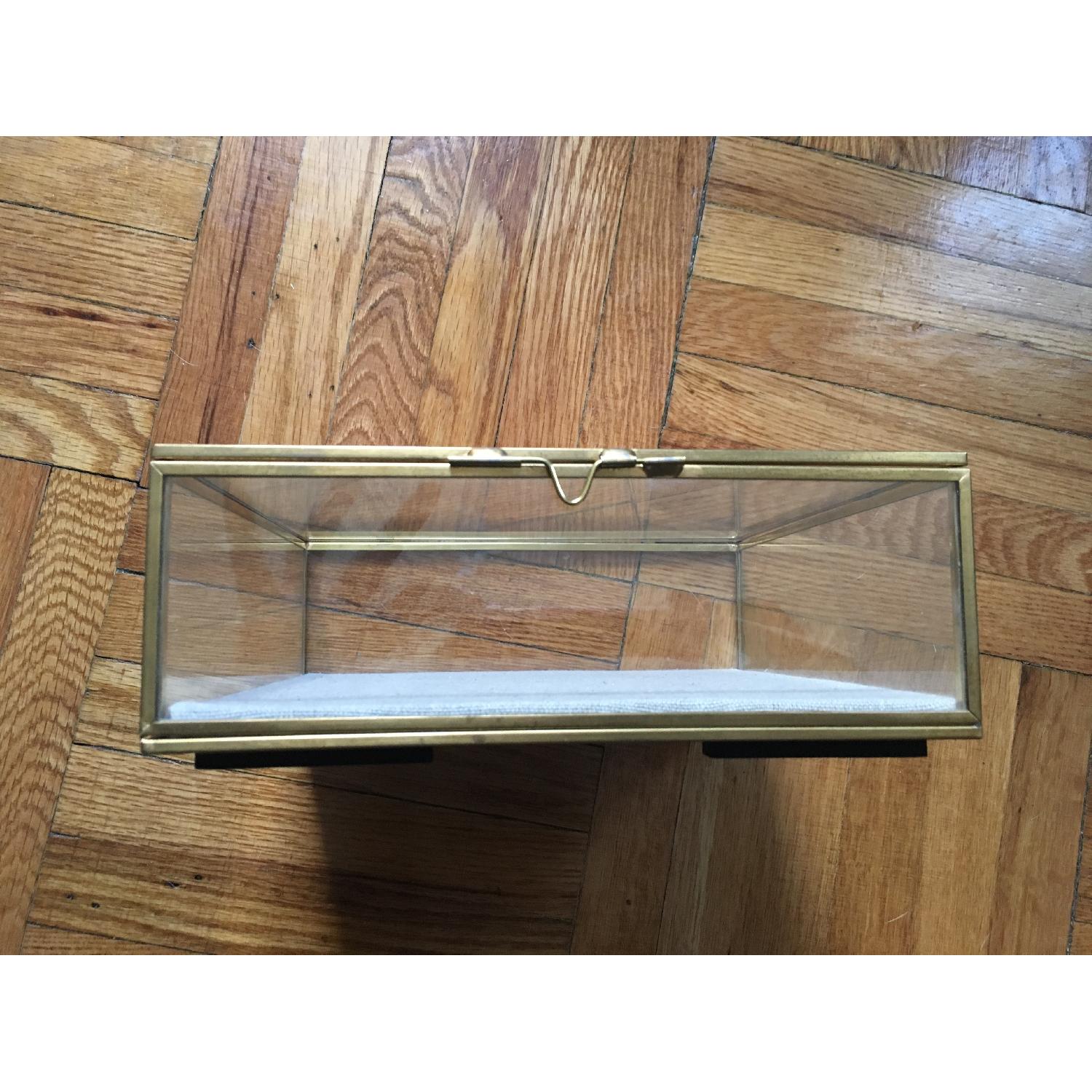 Crate & Barrel Clarus Square Brass Display/Jewelry Box - image-1