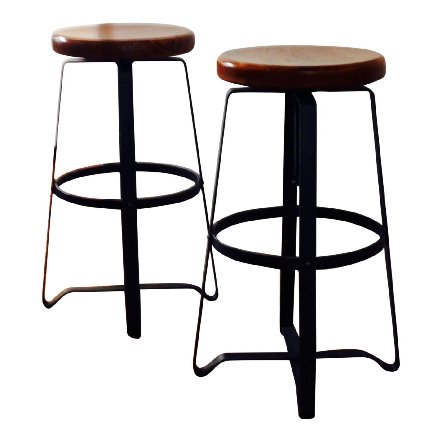 West Elm Adjustable Industrial Backless Swivel Stools - image-5