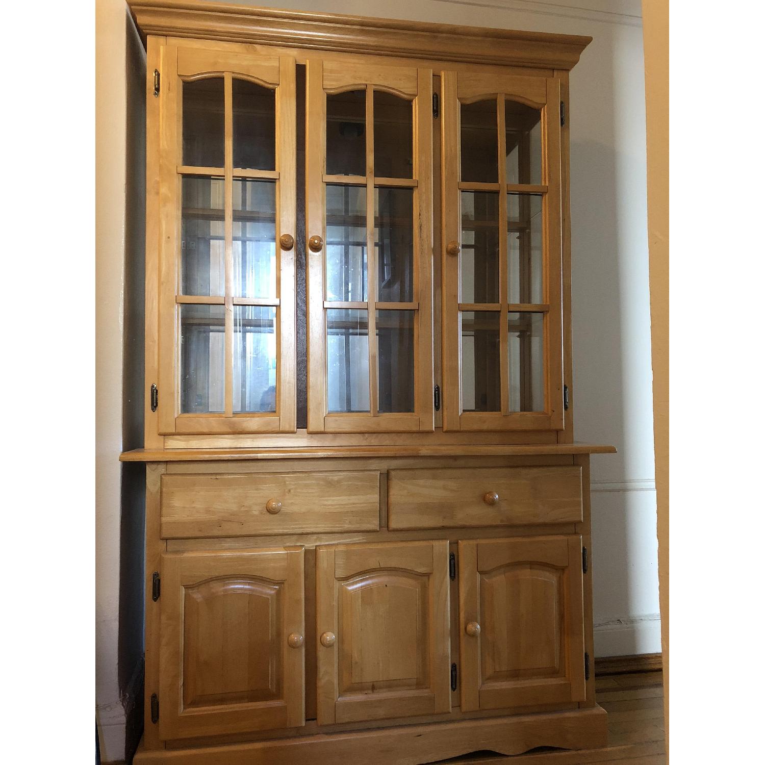 Wood Curio Cabinet w/ Glass Doors - image-1