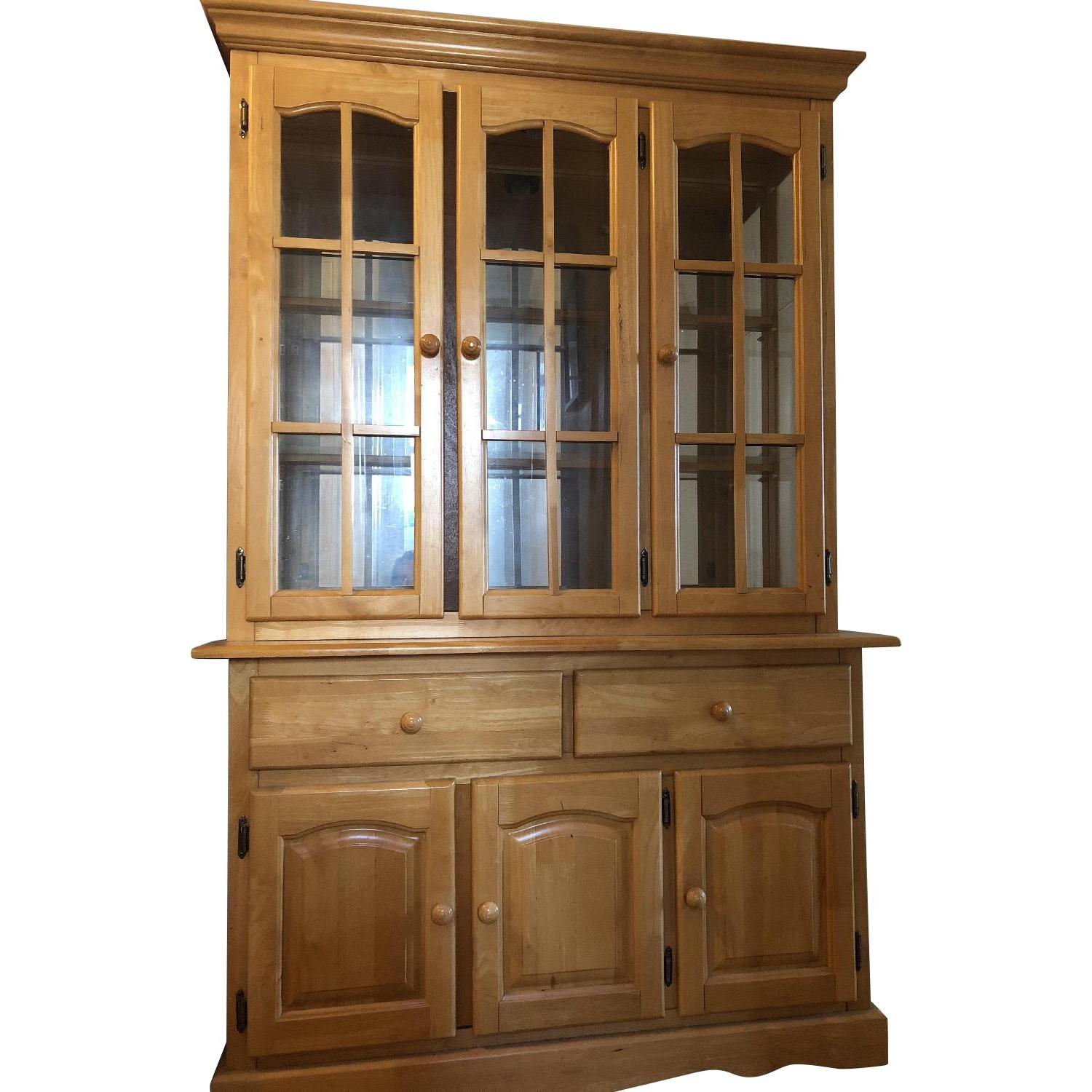 Wood Curio Cabinet w/ Glass Doors - image-0
