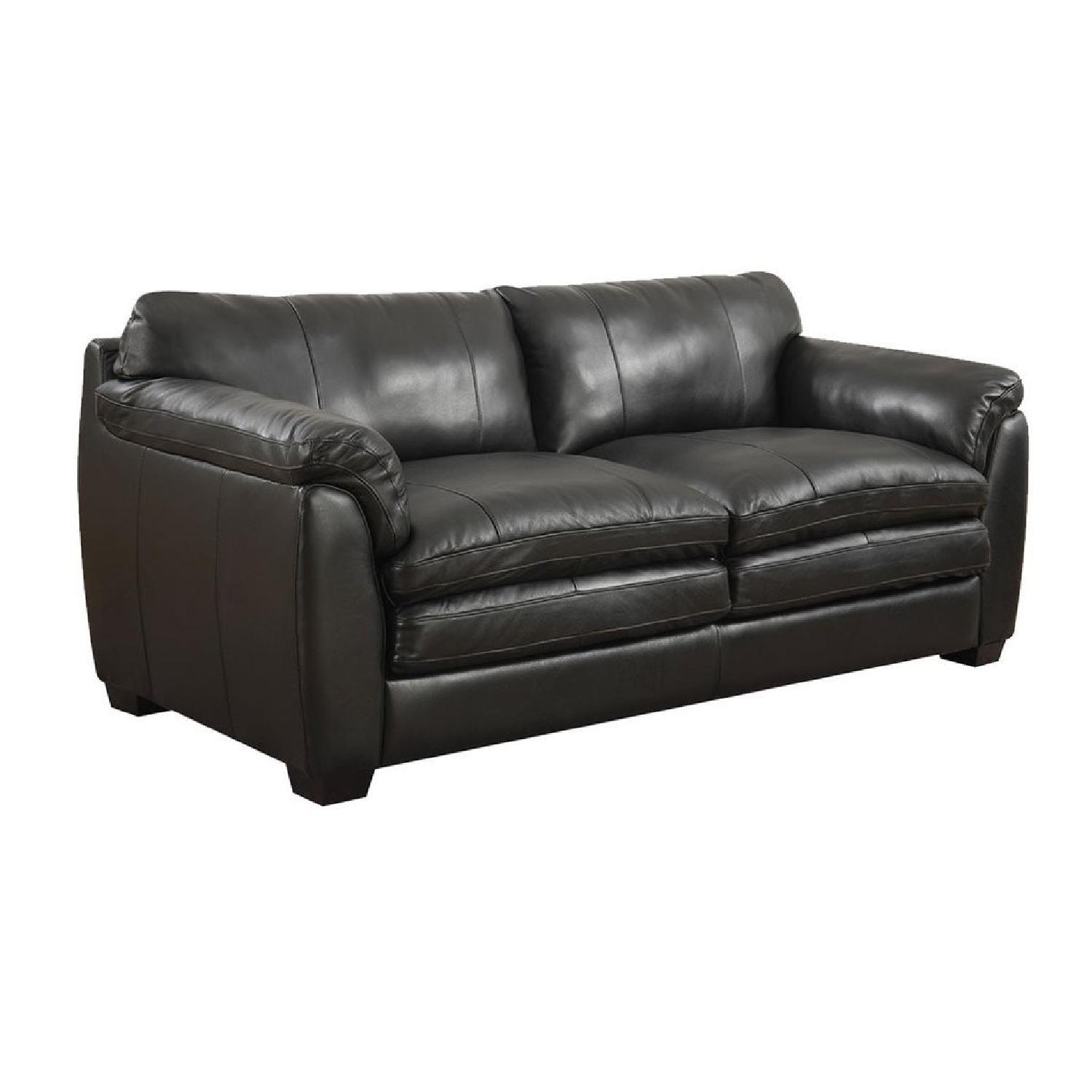 Jennifer Convertibles Leather Midtown Sofa in Black AptDeco