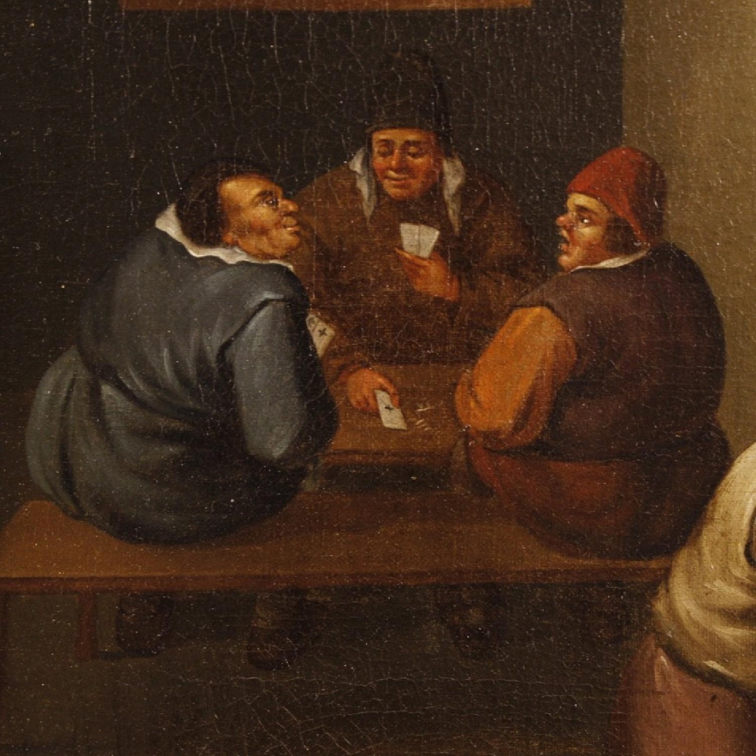 17th Century Oil On Canvas Flemish Interior Scenes Paintings - image-6