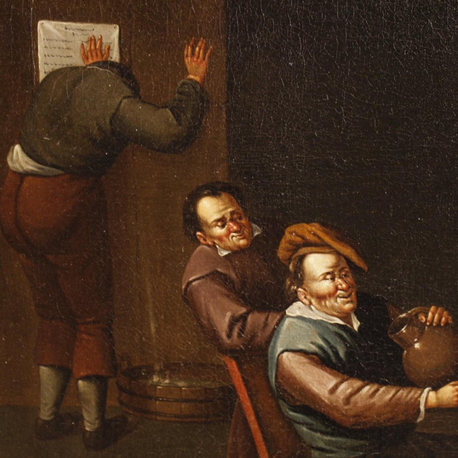 17th Century Oil On Canvas Flemish Interior Scenes Paintings - image-7