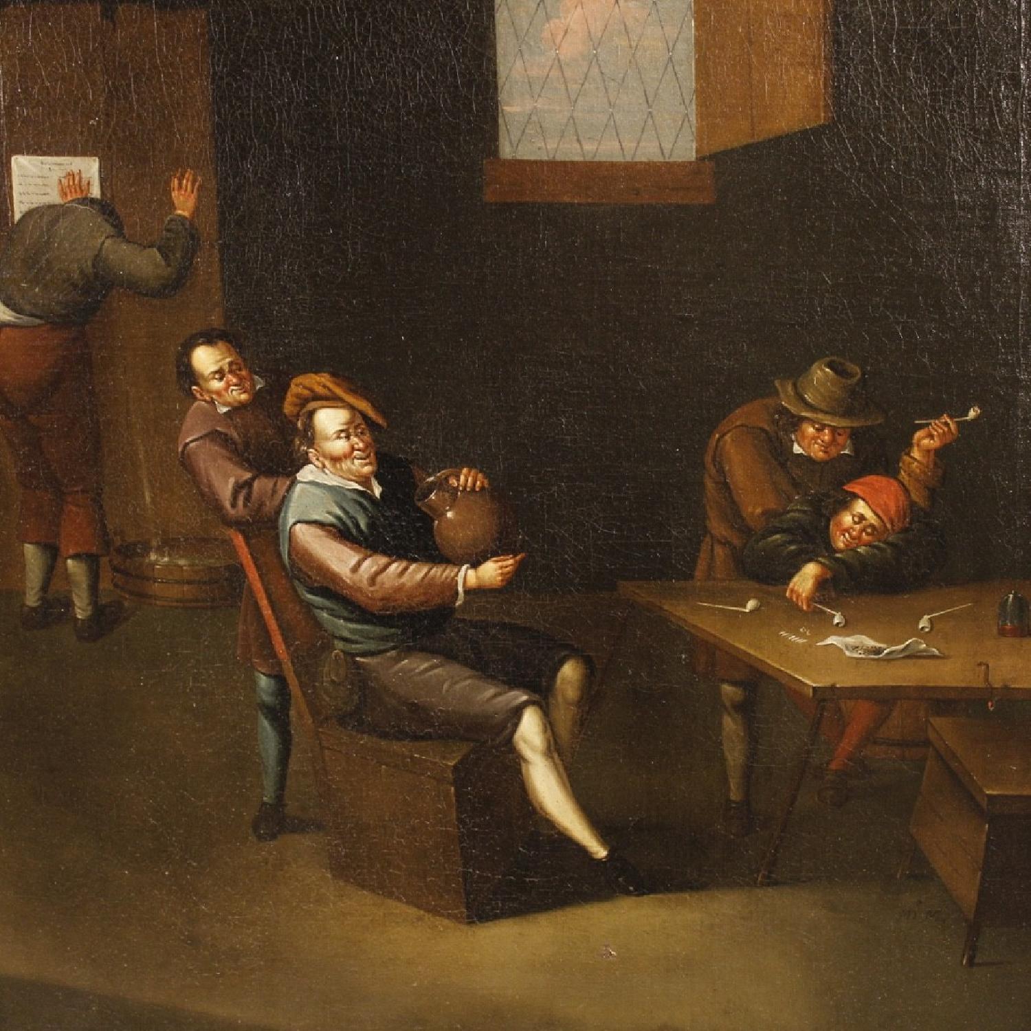 17th Century Oil On Canvas Flemish Interior Scenes Paintings - image-8