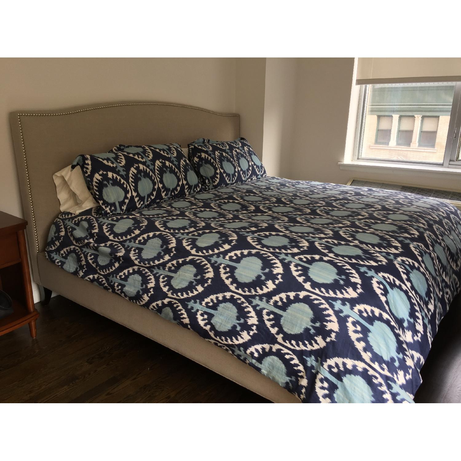 Ballard Designs King Size Caroline Bed w/ Pewter Nailheads - image-1