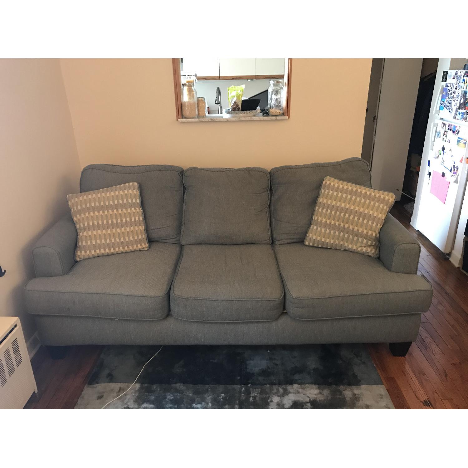 Raymour & Flanigan Light Blue Fabric Sofa - image-1