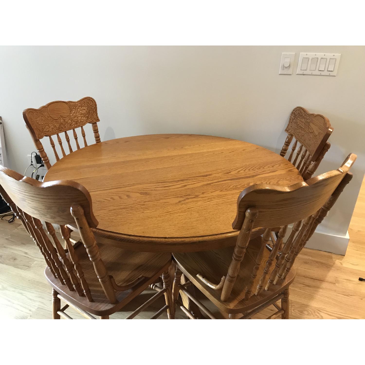 Ethan Allen Oak Dining Table w/ 4 Oak Chairs - image-1