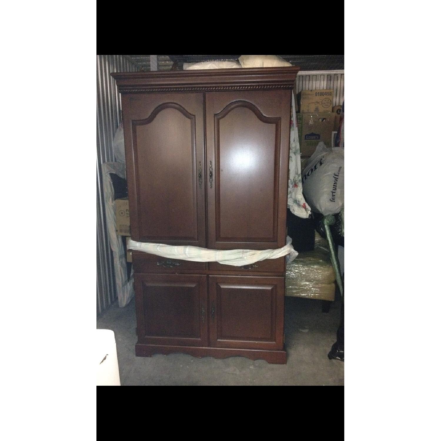 Wood Armoire/Secretary Computer Desk in Cherrywood - image-1