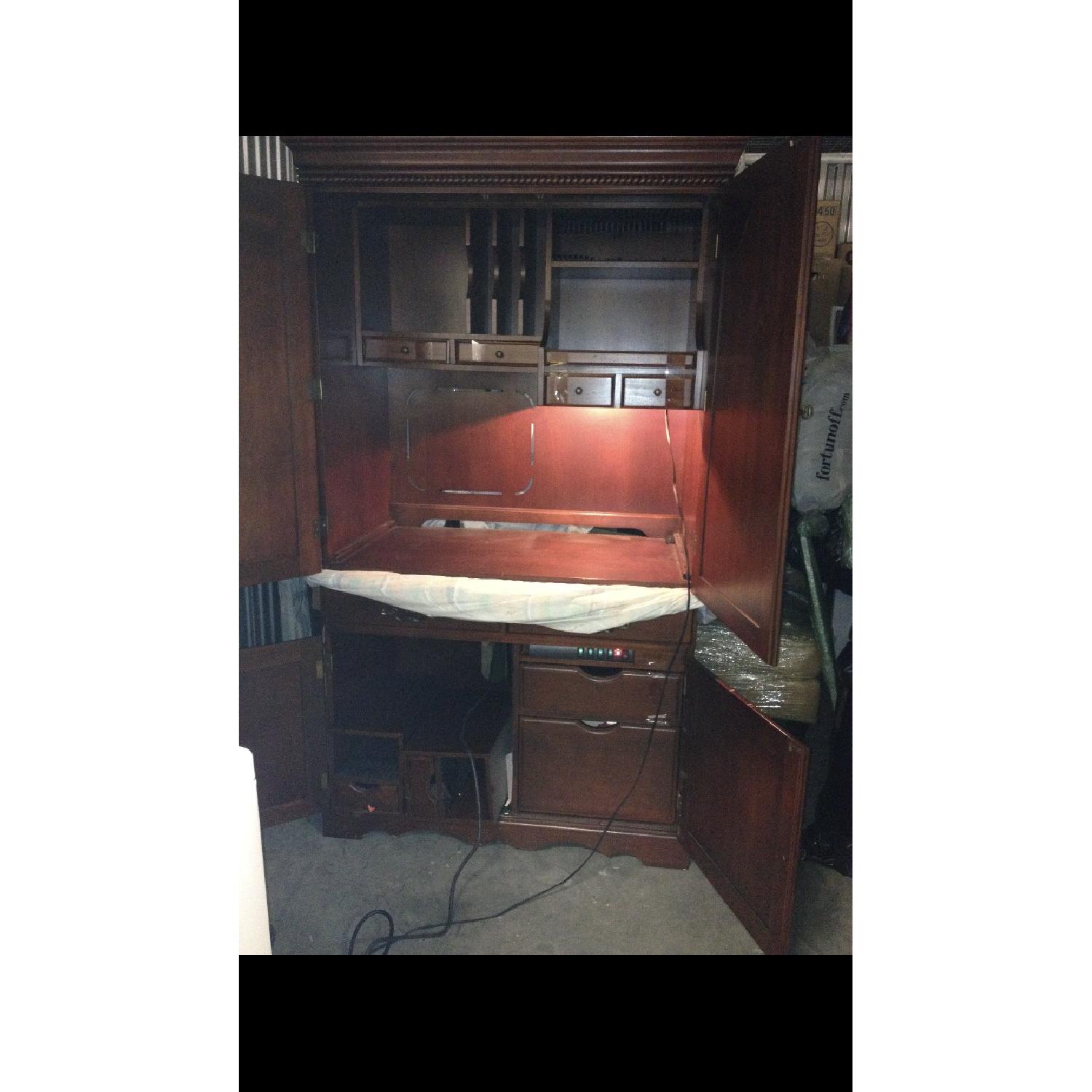 Wood Armoire/Secretary Computer Desk in Cherrywood - image-3