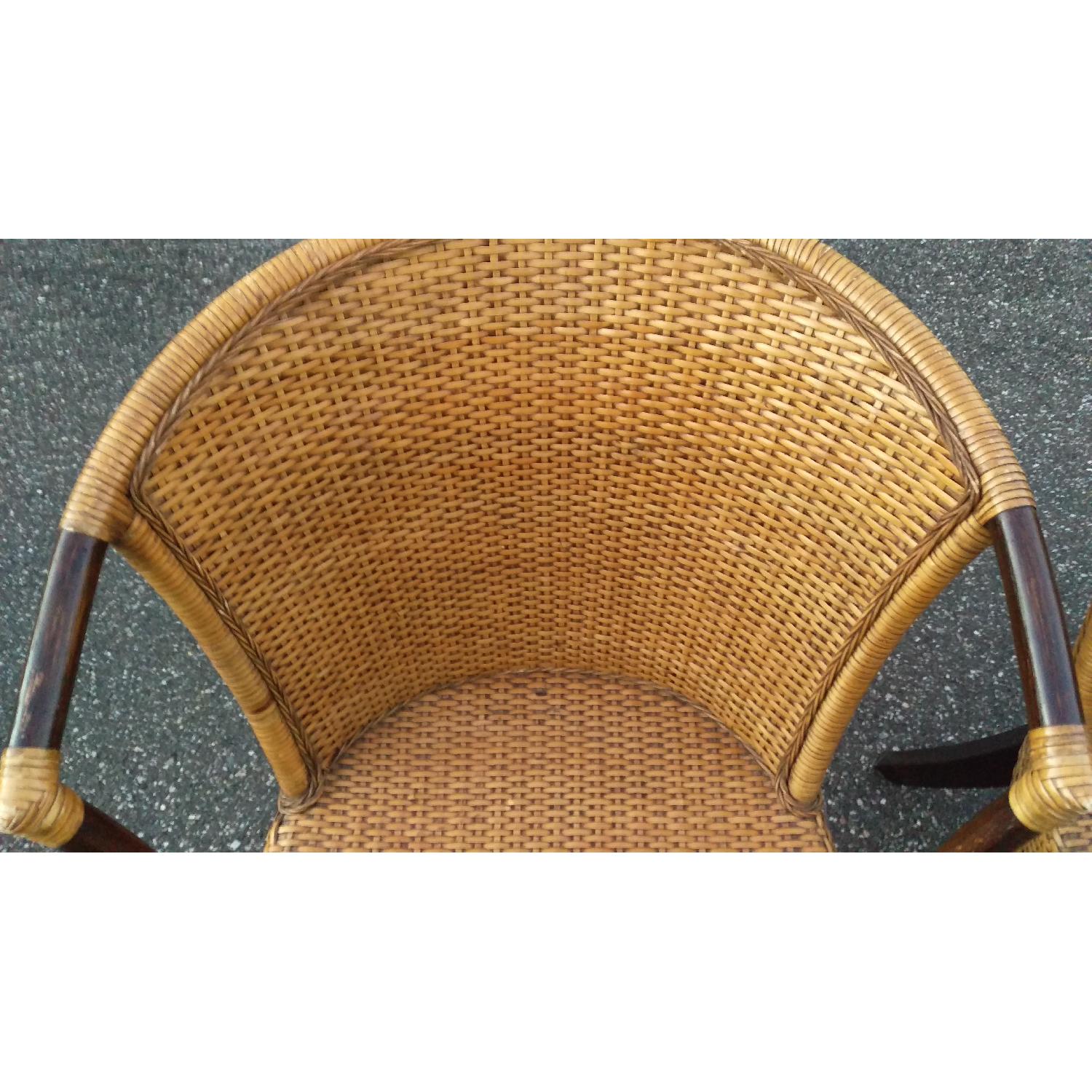 Pier 1 Wicker Weaved Barrel Indonesian Chairs - image-6