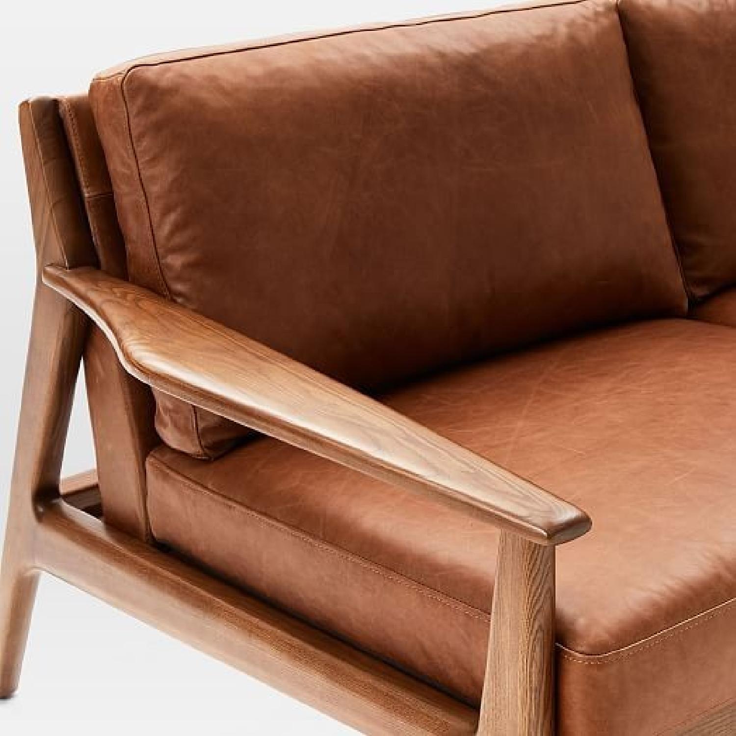 West Elm Mathias Mid-Century Wood Frame Leather Sofa - image-4