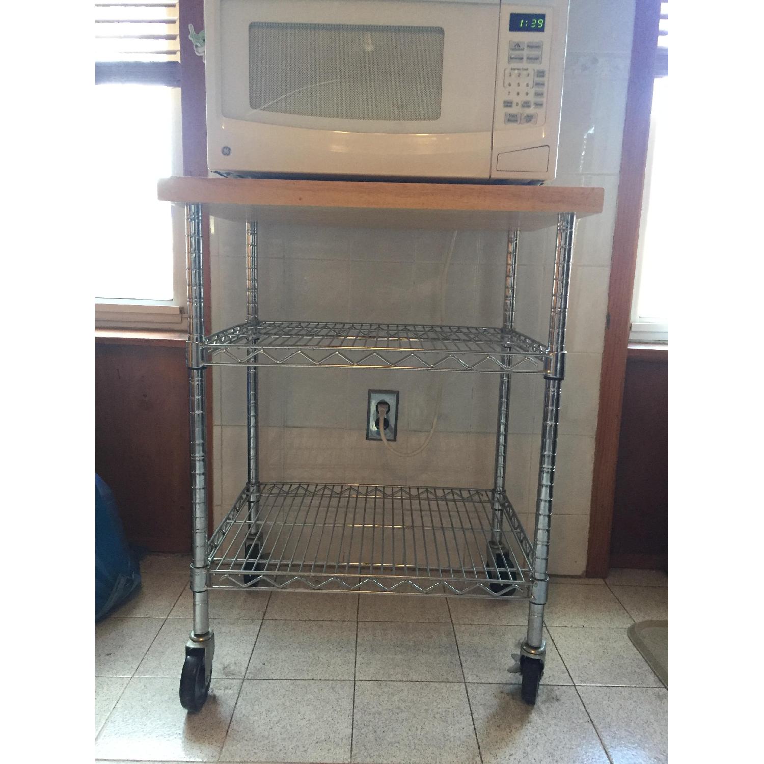 Butcher Block Microwave Cart AptDeco