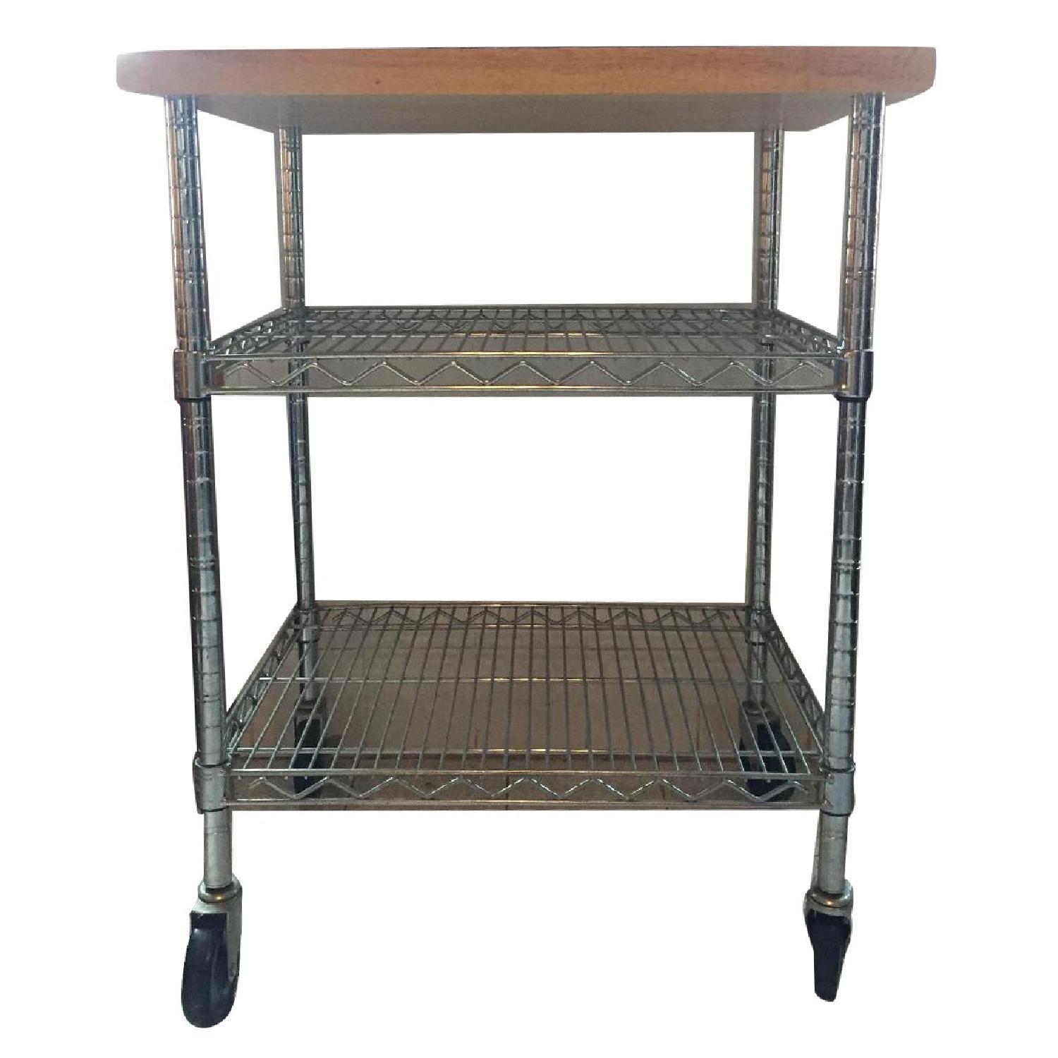 Butcher Block Microwave Cart - image-3