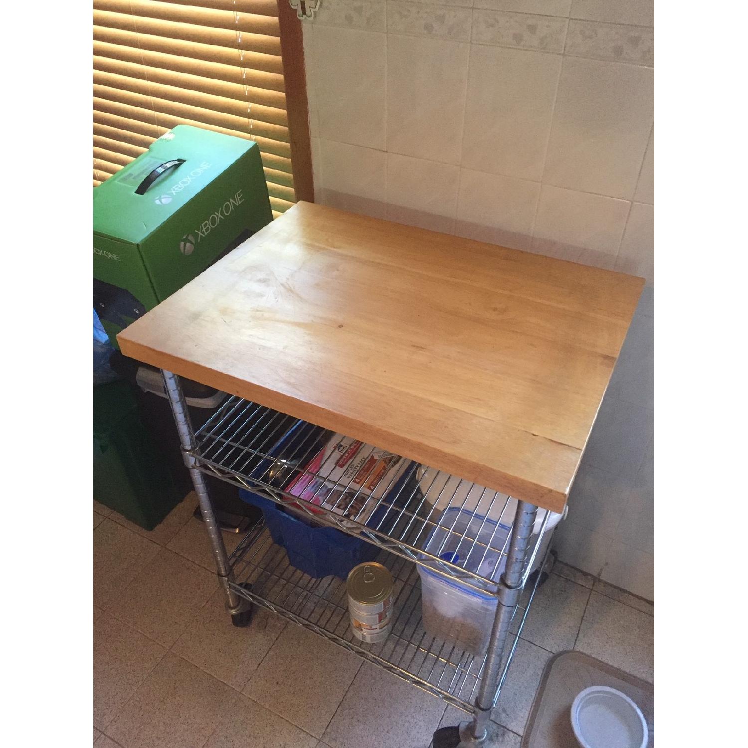 Butcher Block Microwave Cart AptDeco