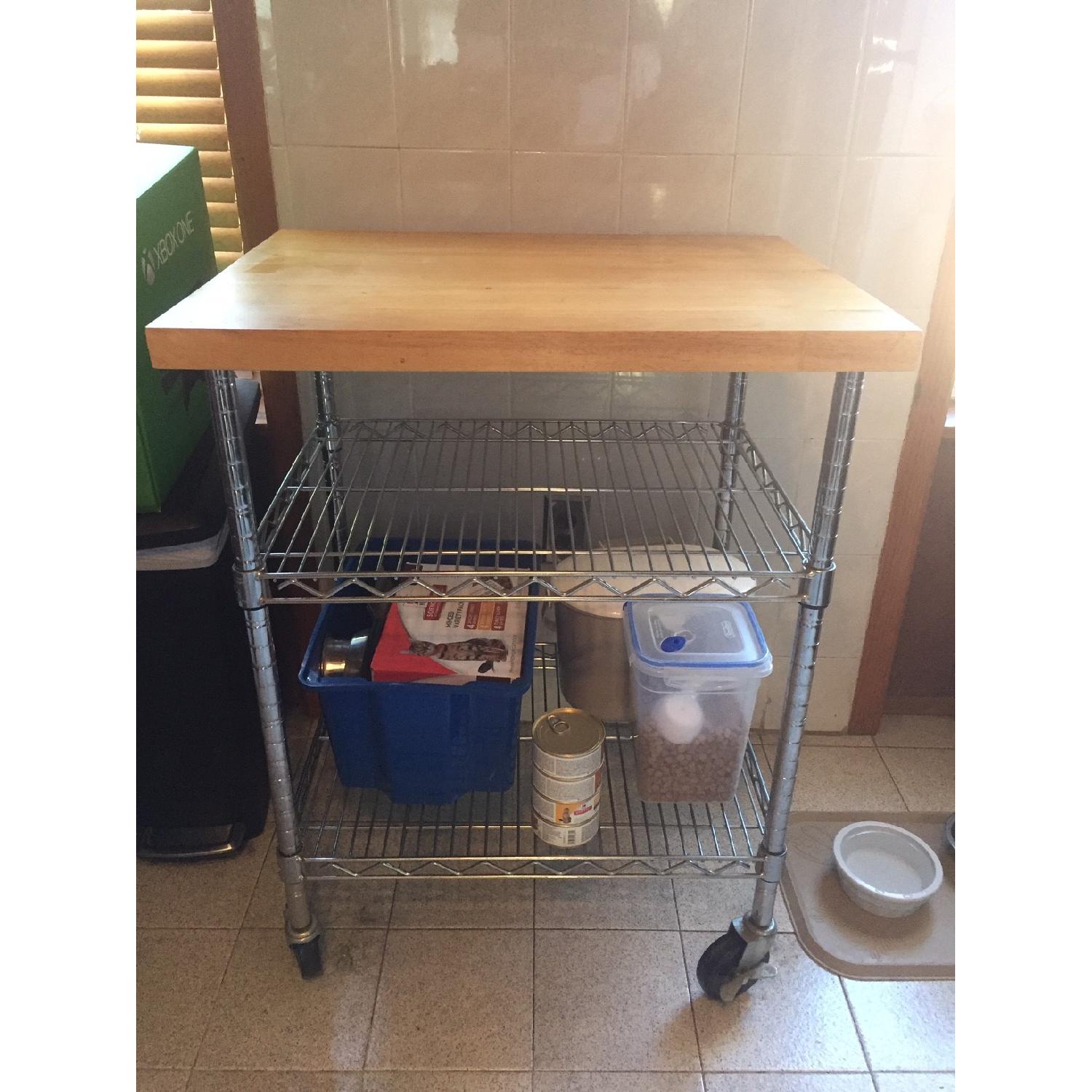 Butcher Block Microwave Cart AptDeco