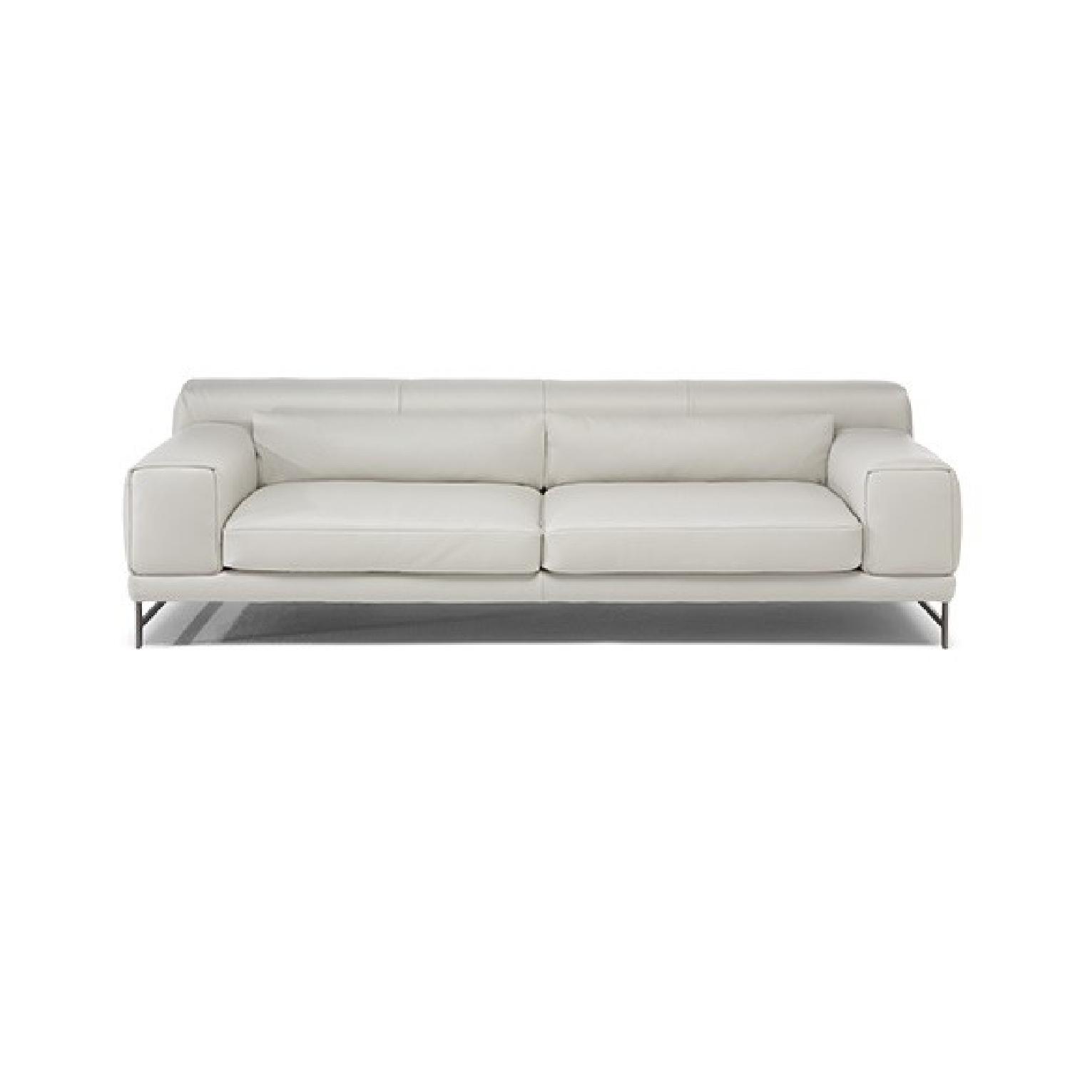 Natuzzi Modern White Leather Sofa AptDeco