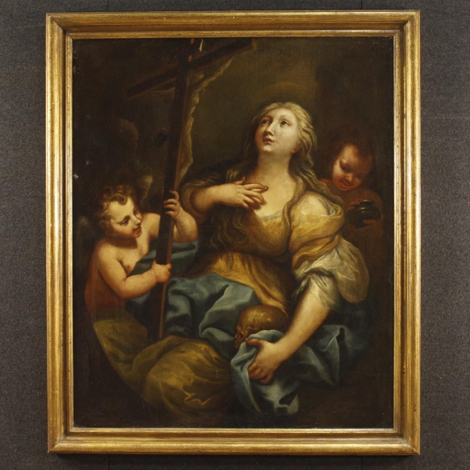 18th Century Oil Canvas Italian Religious Painting Magdalene - image-6