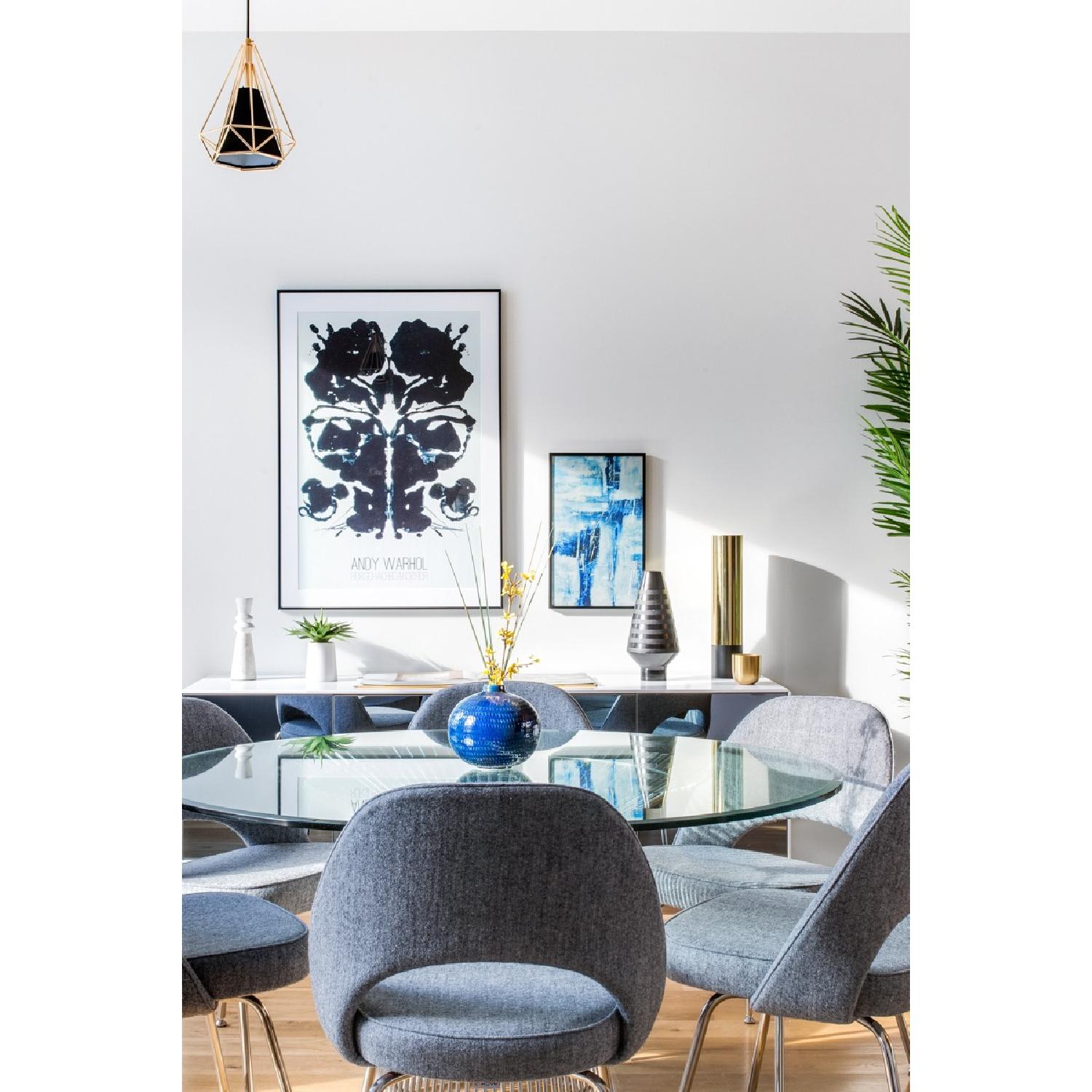 Mid-Century Modern Platner Style Round Dining Table in Glass - image-3