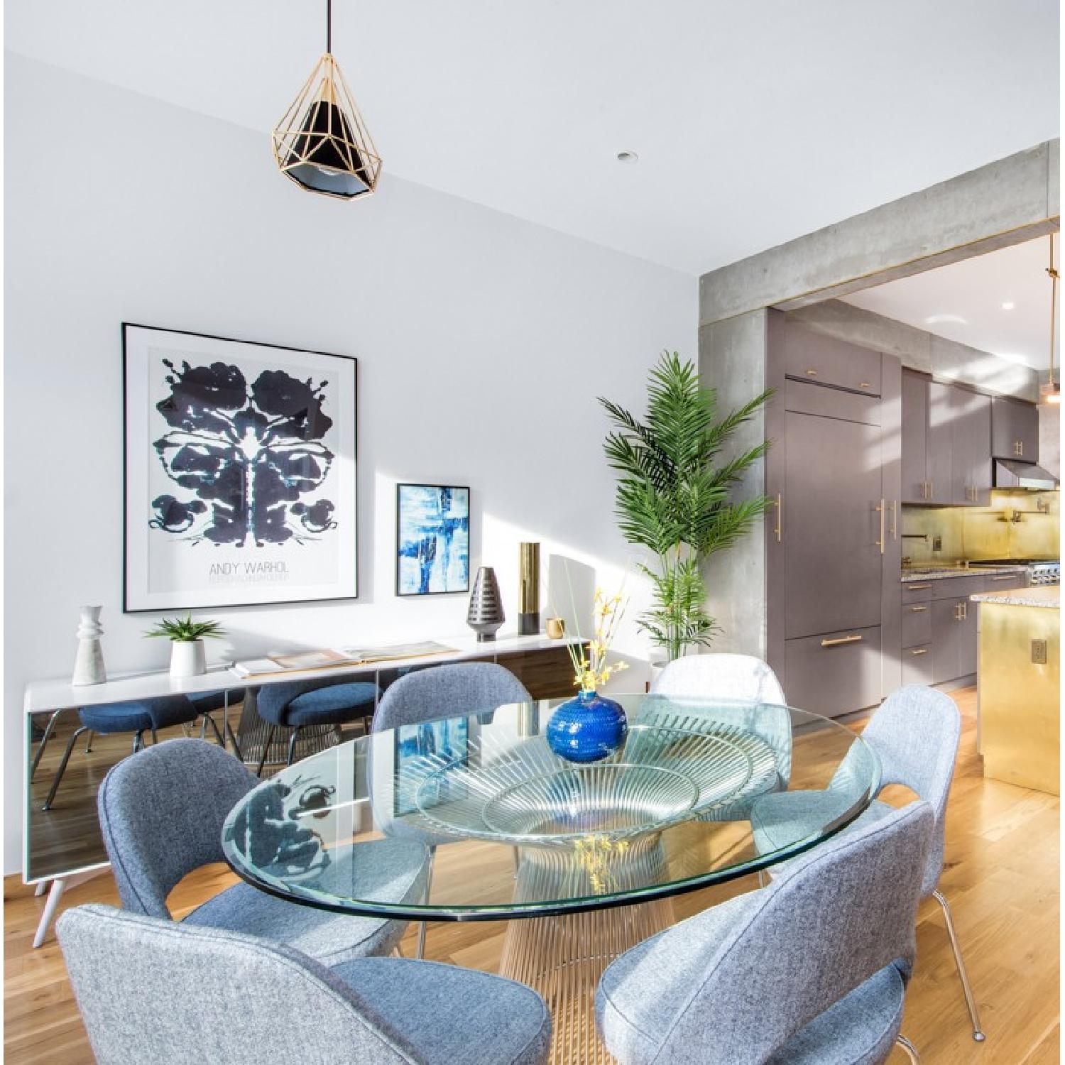 Mid-Century Modern Platner Style Round Dining Table in Glass - image-4