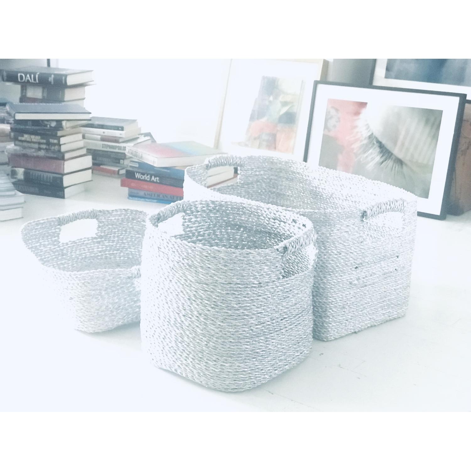 West Elm Metallic Woven Baskets - image-1