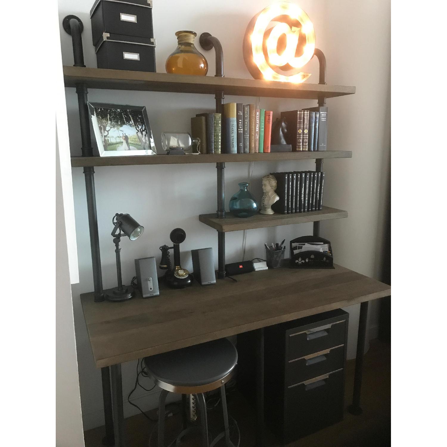 Restoration Hardware Industrial Pipe Single Desk & Shelving - image-3