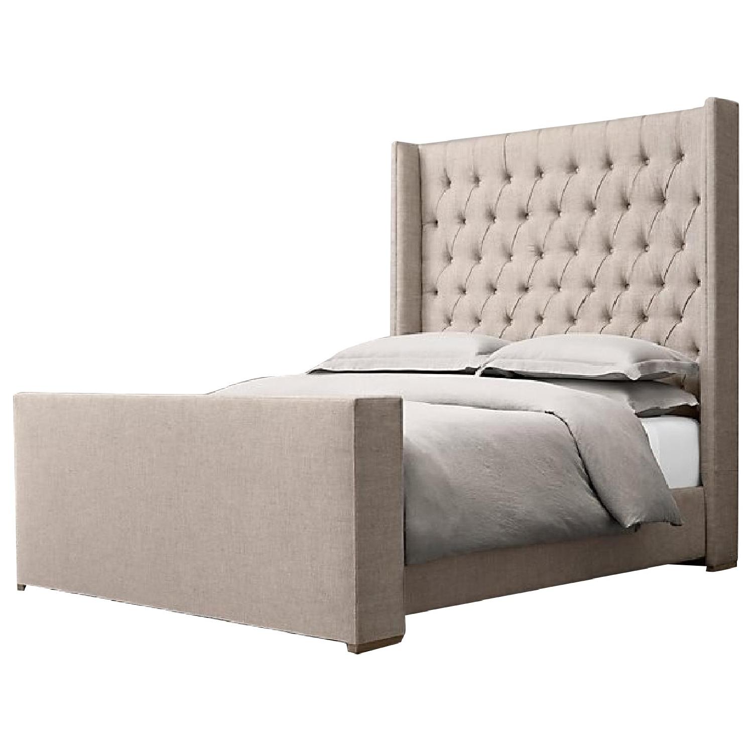 Restoration Hardware Adler Shelter DiamondTufted Fabric Bed AptDeco