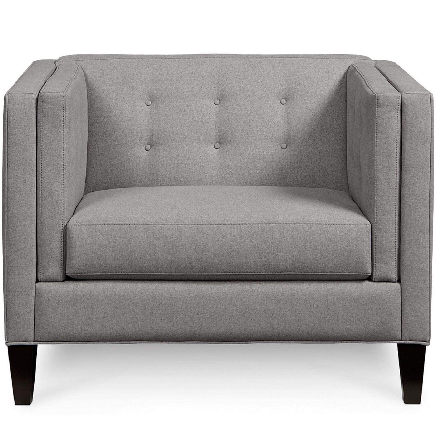 Macy's Braylei Tufted Accent Armchair in Grey Fabric AptDeco