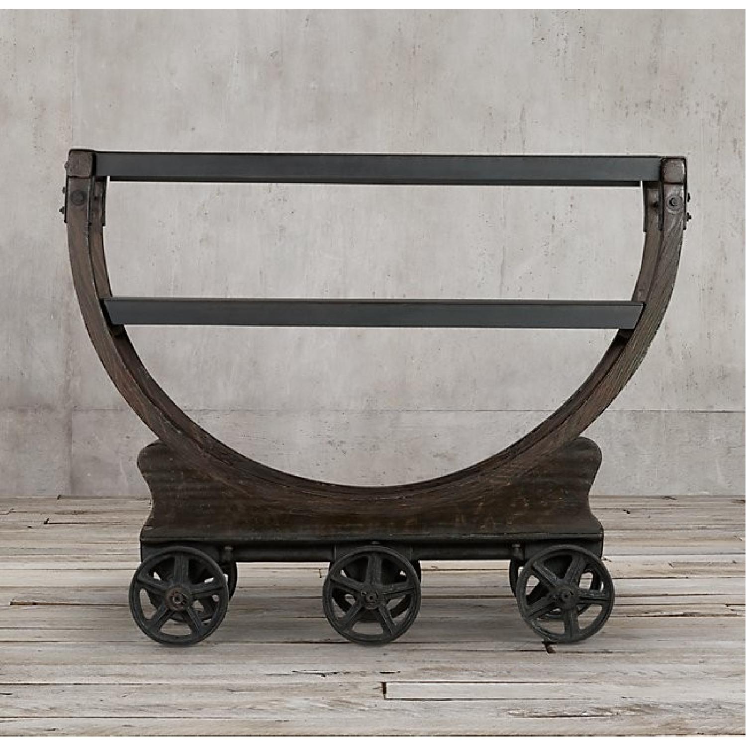 Restoration Hardware Vintage Wallpaper Factory Bar Cart - image-1