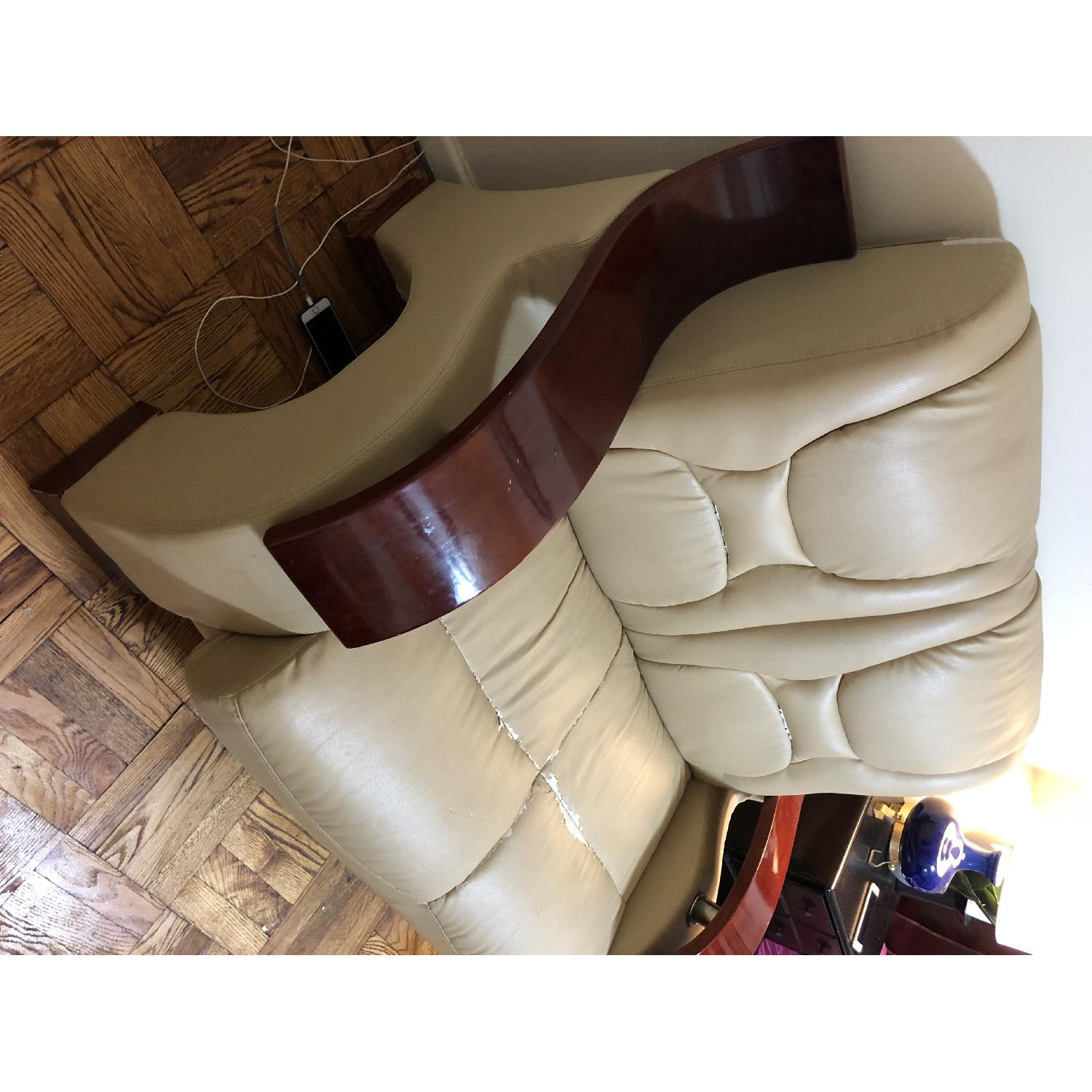 Beige Leather Loveseat - image-2