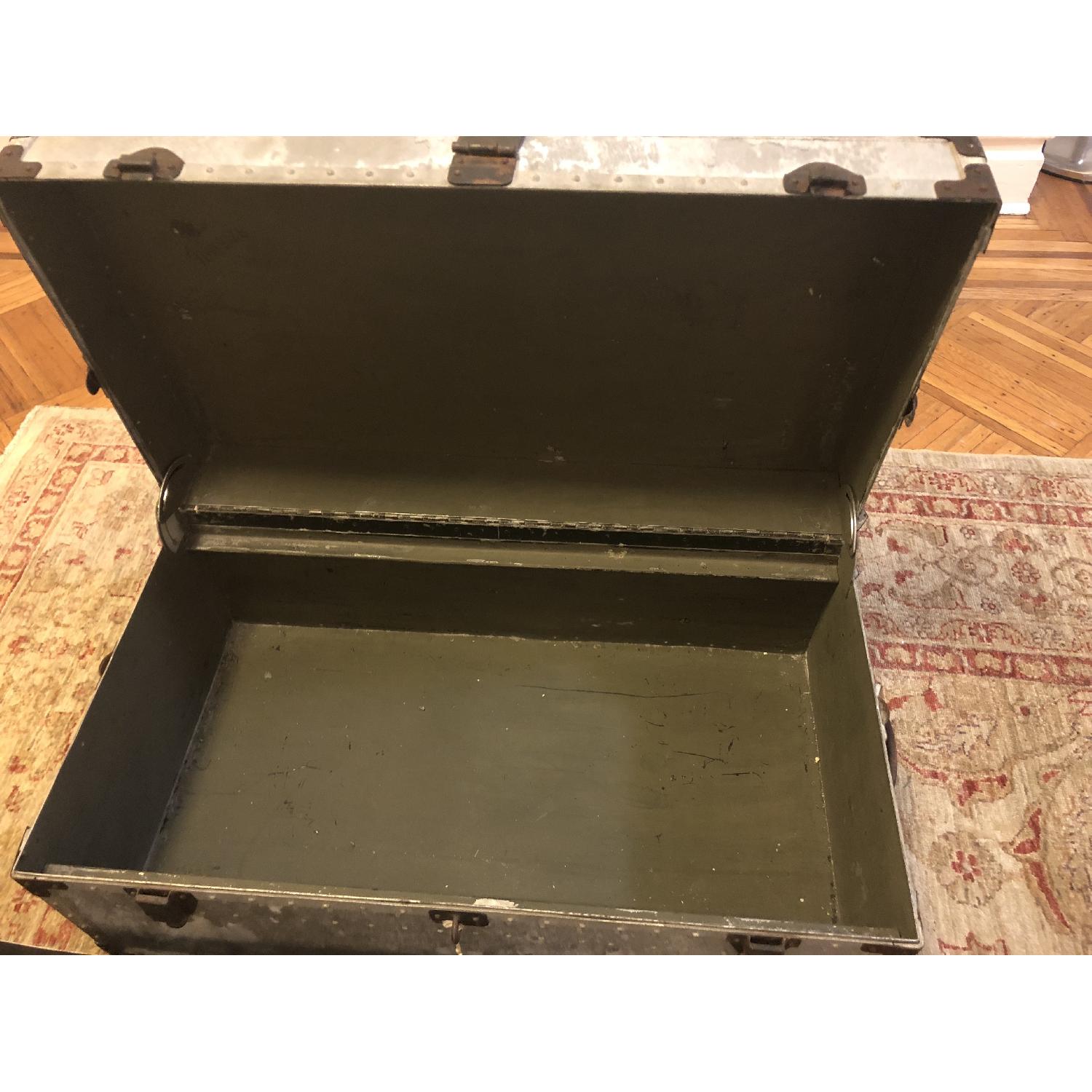 Anthropologie 1930s Antique Zinc Steamer Trunk Chest - image-2