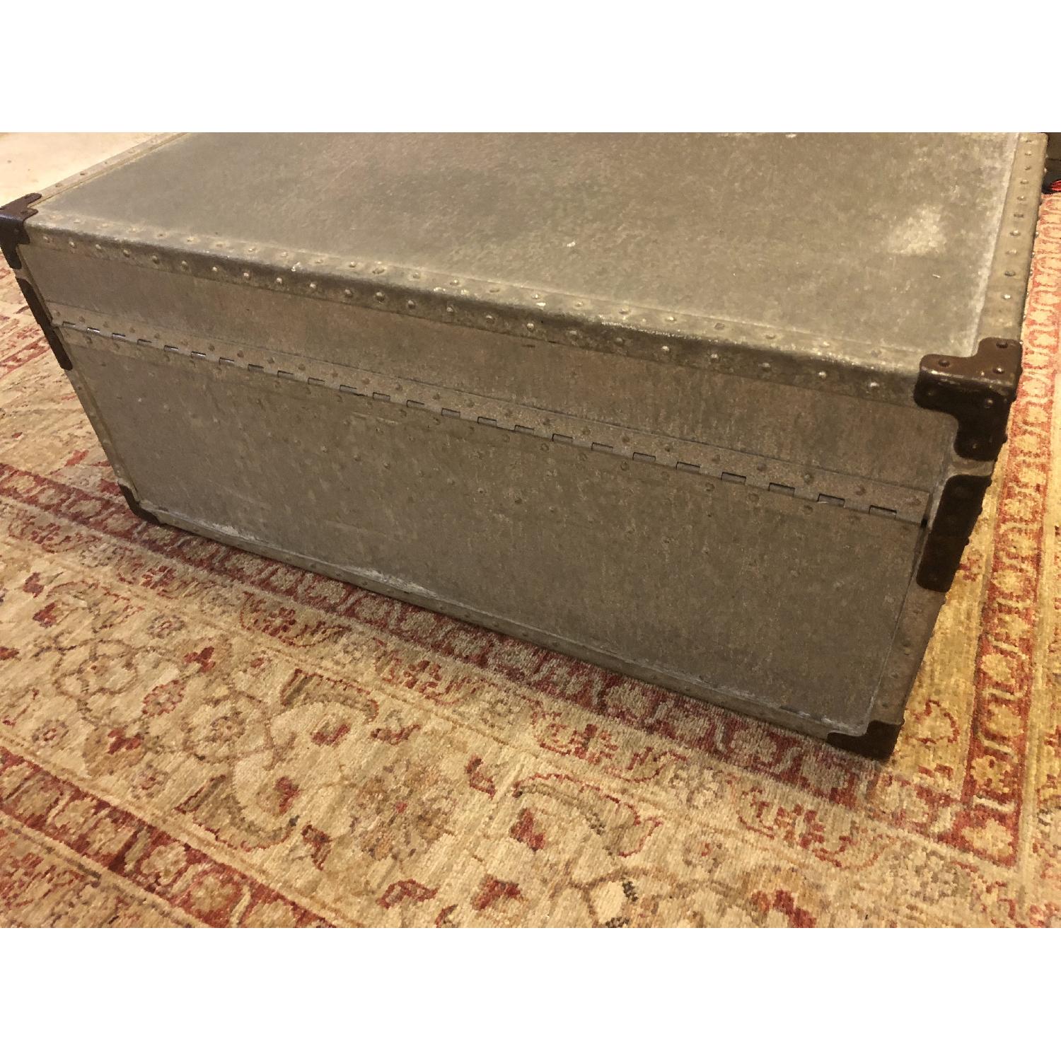 Anthropologie 1930s Antique Zinc Steamer Trunk Chest - image-7