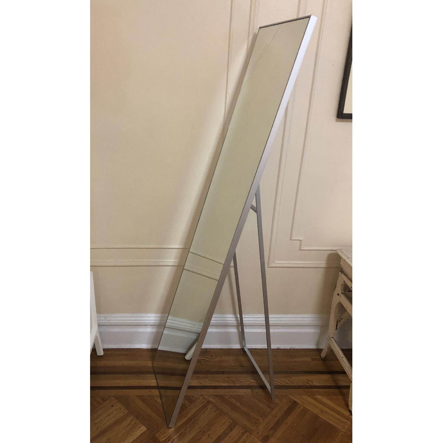 Cb2 Infinity Standing Floor Mirror In Brushed Silver Aptdeco