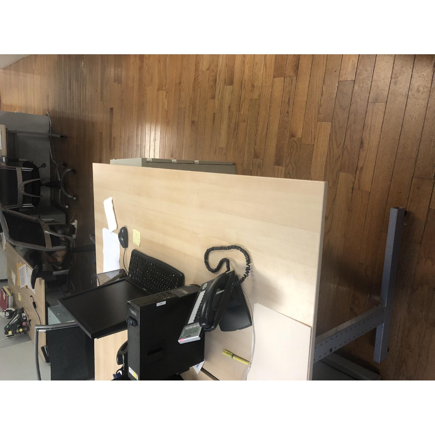 Office Depot Light Colored Wooden Desk AptDeco