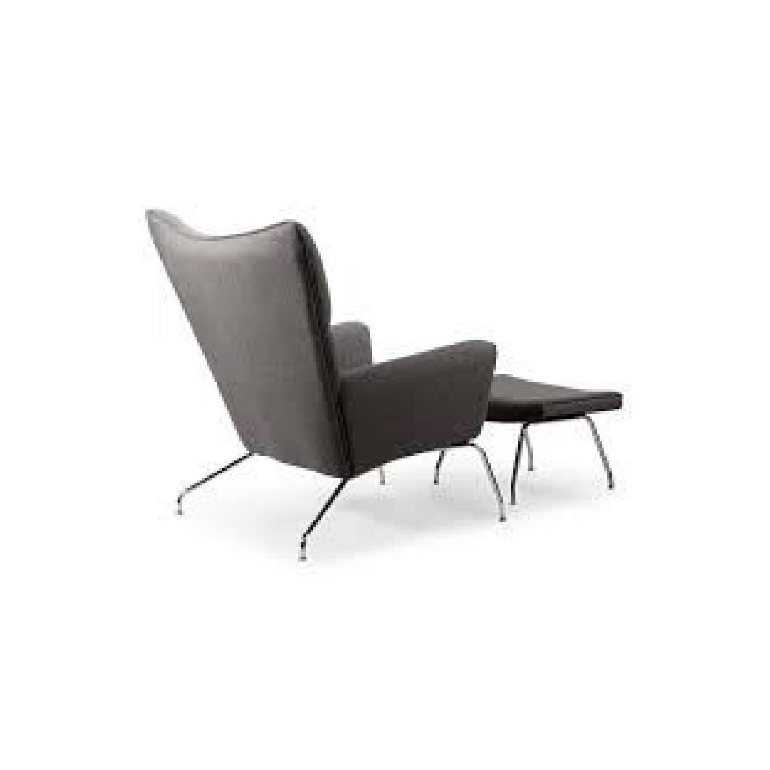 Kardiel Replica Wegner Wing Chair & Ottoman in Cadet Grey - image-1