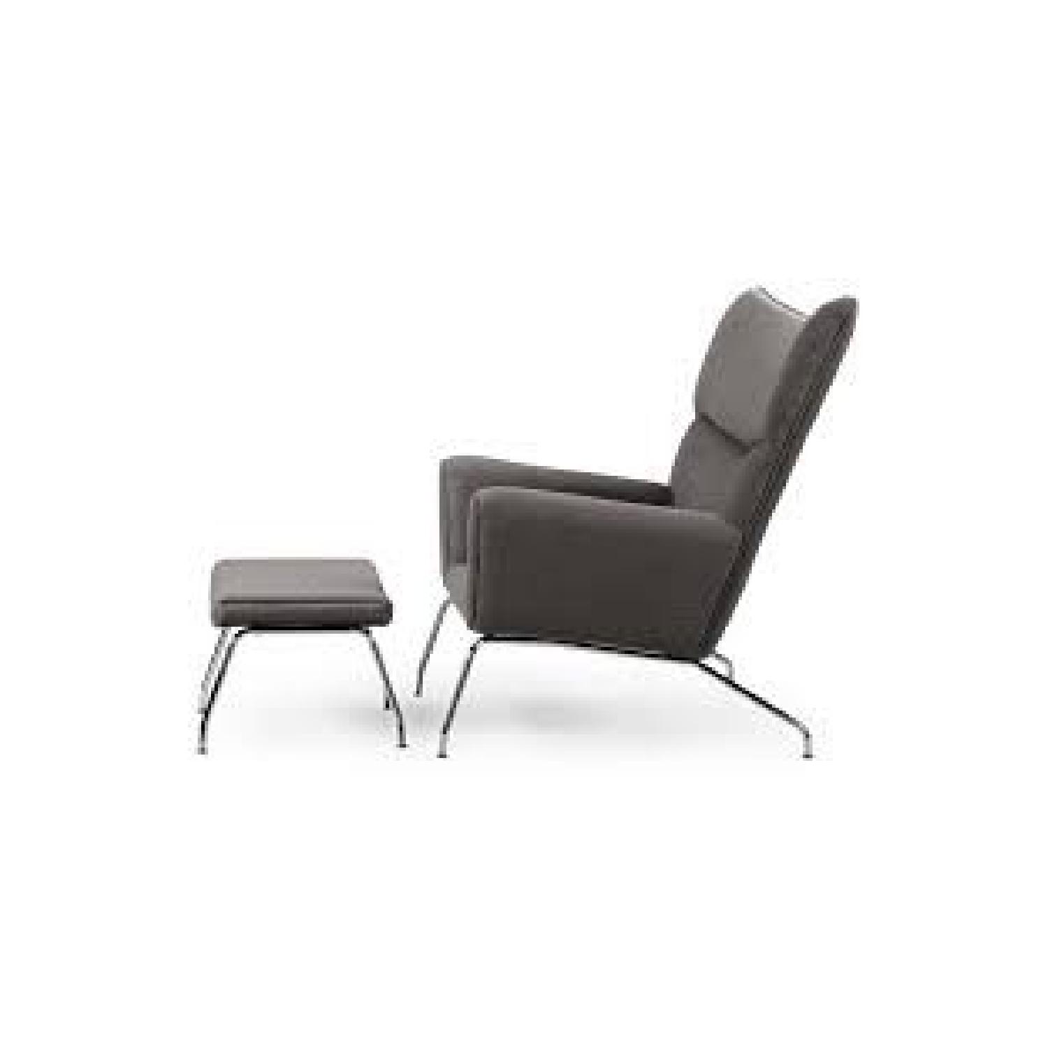 Kardiel Replica Wegner Wing Chair & Ottoman in Cadet Grey - image-2