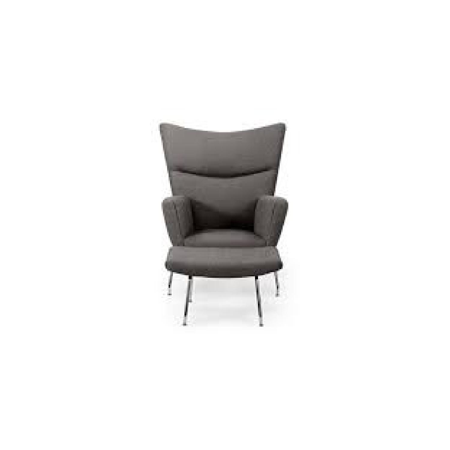 Kardiel Replica Wegner Wing Chair & Ottoman in Cadet Grey - image-4