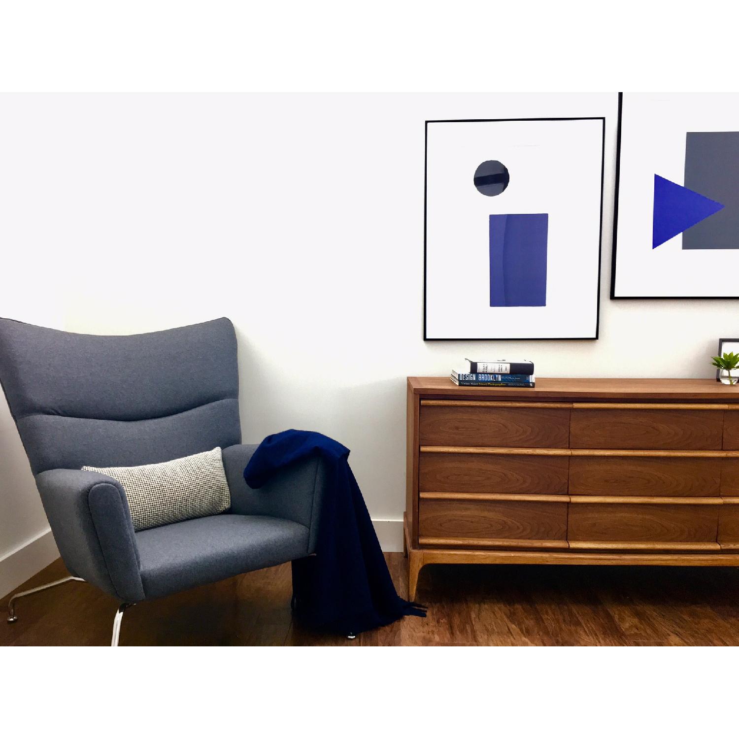 Kardiel Replica Wegner Wing Chair & Ottoman in Cadet Grey - image-6