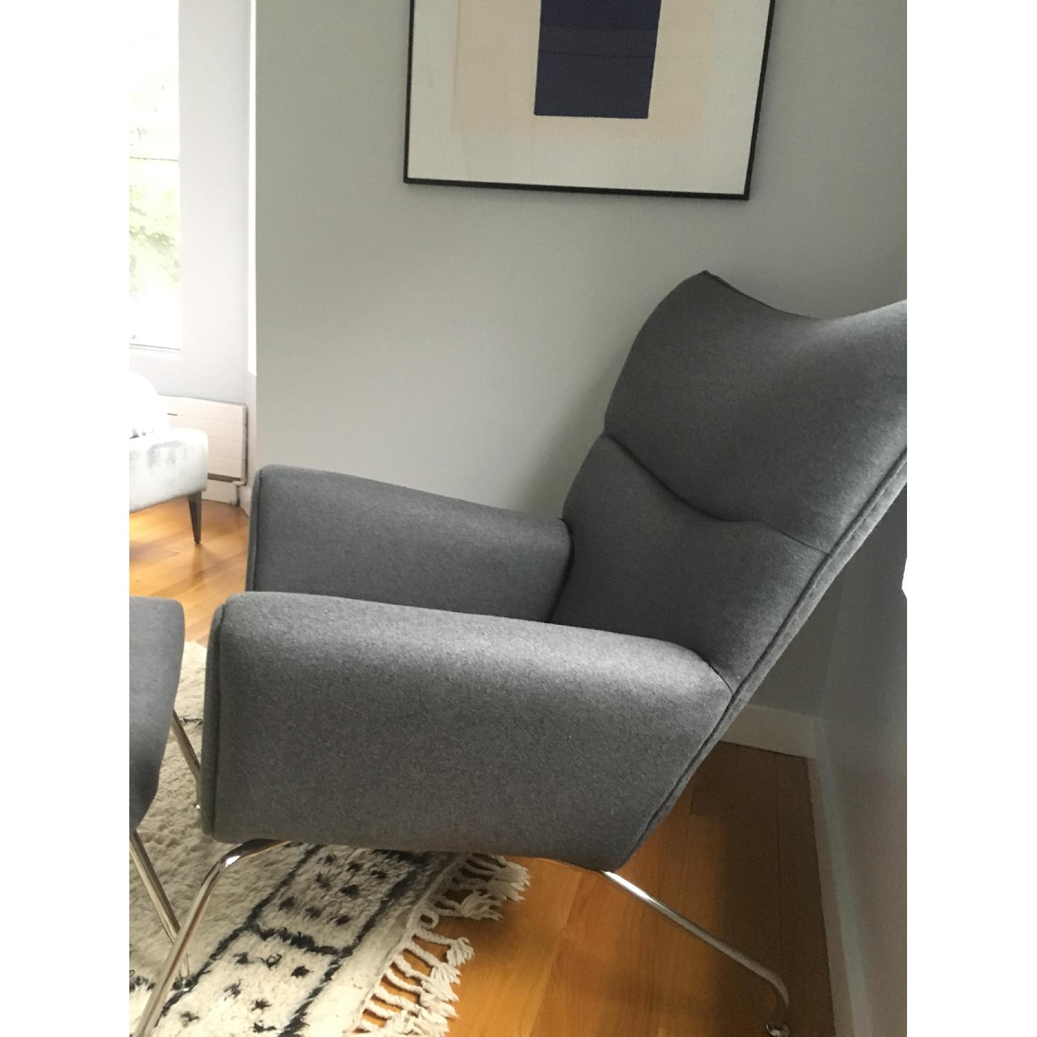 Kardiel Replica Wegner Wing Chair & Ottoman in Cadet Grey - image-9