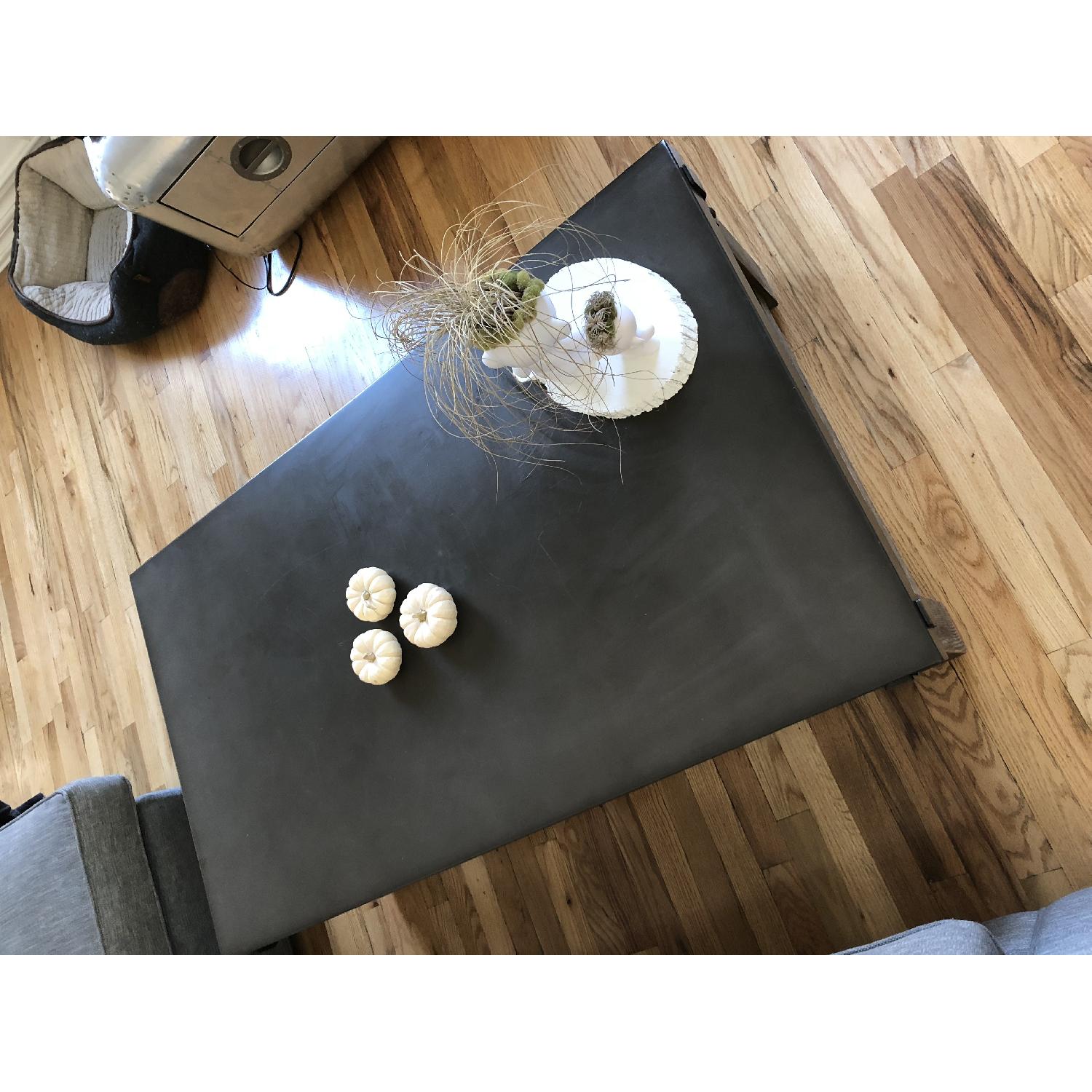 Restoration Hardware Reclaimed Wood & Zinc Top Coffee Table AptDeco