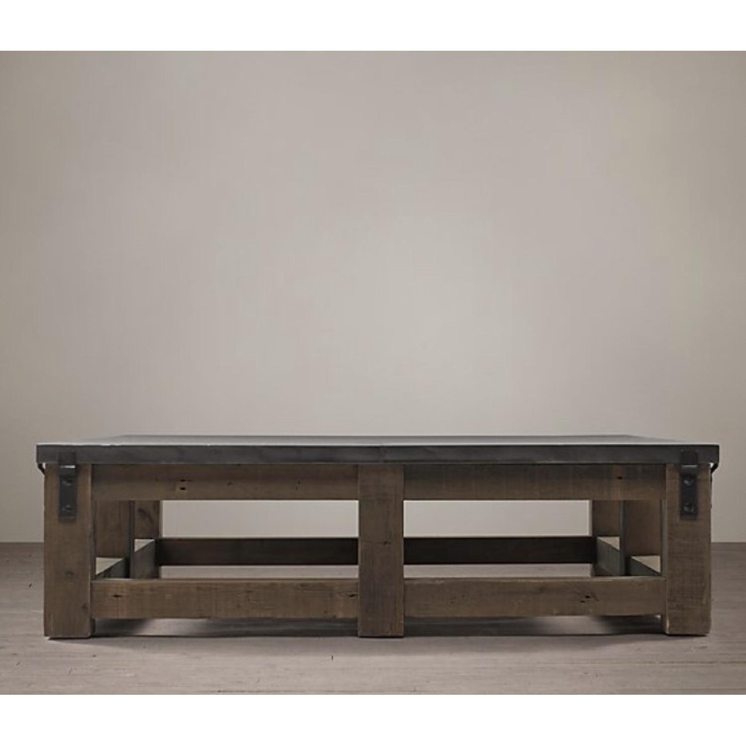 Restoration Hardware Reclaimed Wood & Zinc Top Coffee Table - image-3