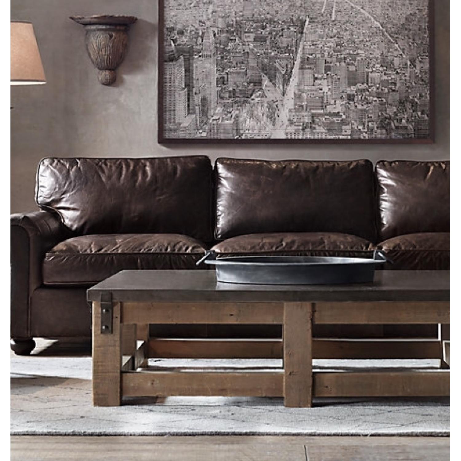 Restoration Hardware Reclaimed Wood & Zinc Top Coffee Table AptDeco