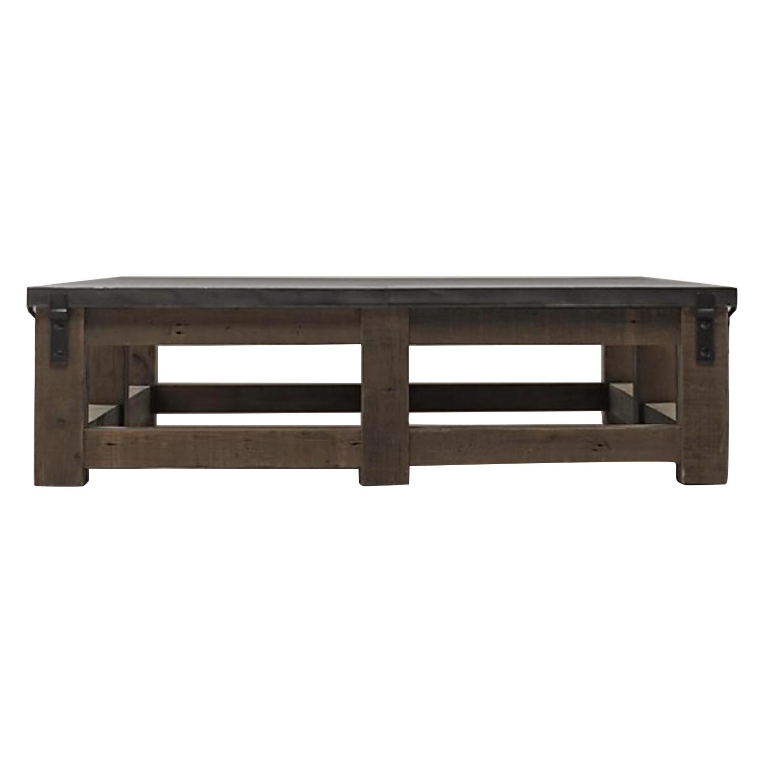 Restoration Hardware Reclaimed Wood & Zinc Top Coffee Table AptDeco