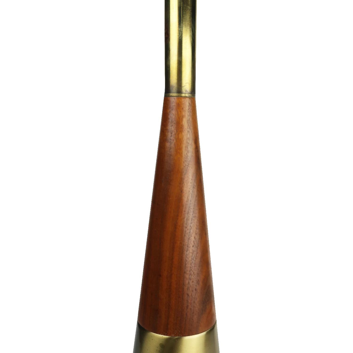 Mid-Century Modern Brass & Walnut Table Lamp - image-3