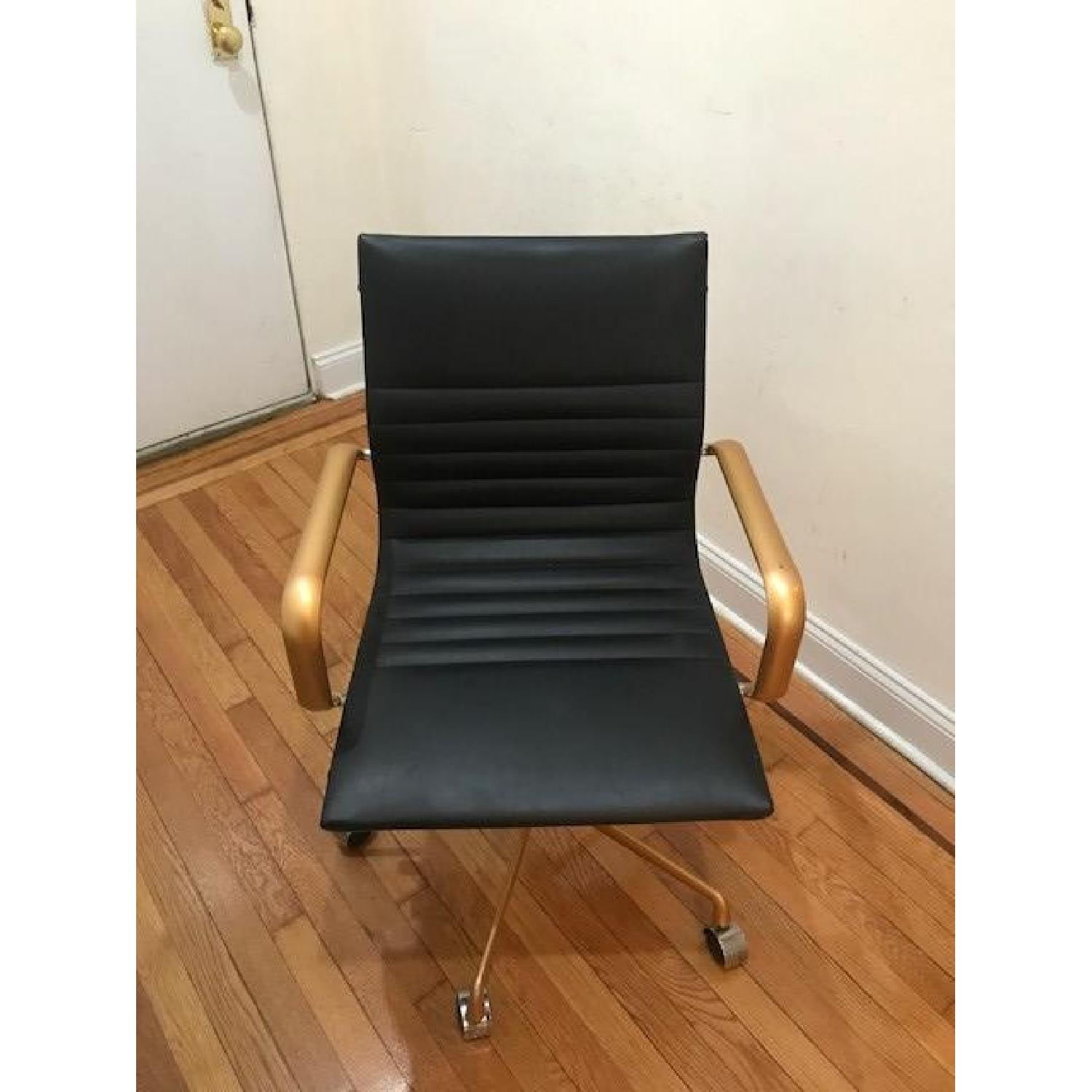 Meelano M348 Vegan Leather Office Chair in Black & Gold - image-1