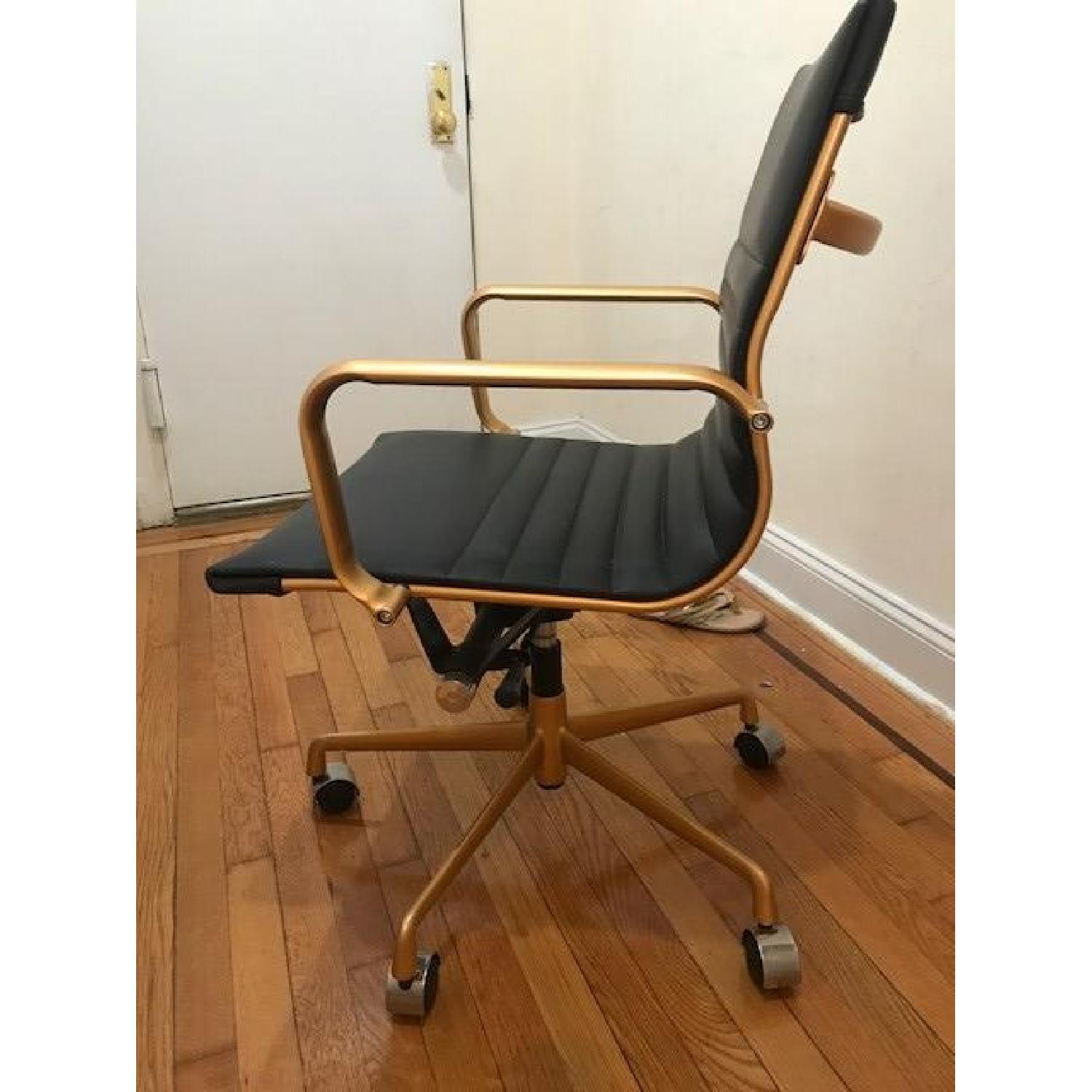 Meelano M348 Vegan Leather Office Chair in Black & Gold - image-4